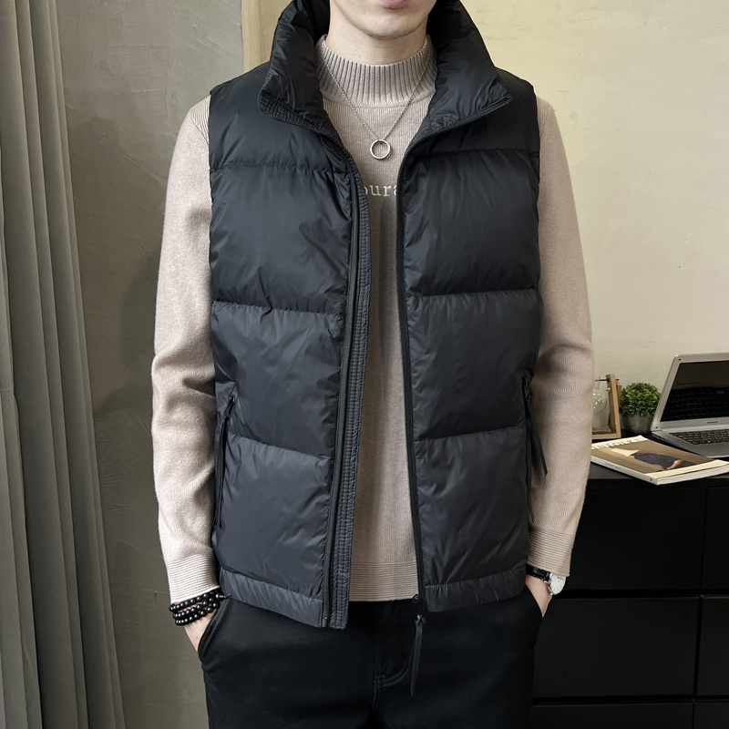 波司登立领羽绒马甲男士短款无袖羽绒服灰鸭绒修身保暖外套马夹背