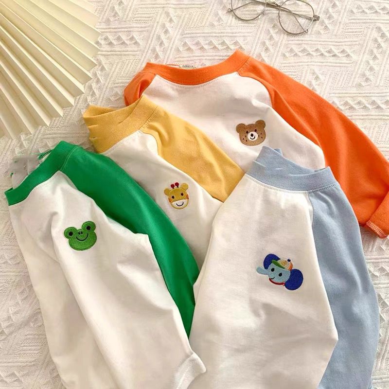 Fnm可爱的打底衫~秋季新款男女童棉插肩袖T恤儿童宝宝长袖洋气上