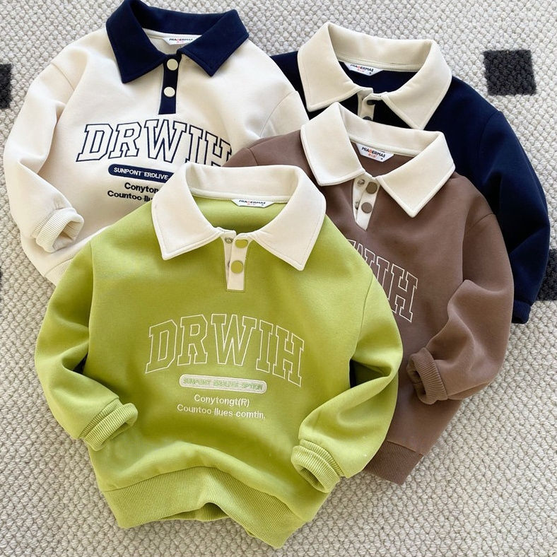 Fnm男童休闲卫衣2023春秋新款儿童翻领POLO衫中大童运动洋气潮款