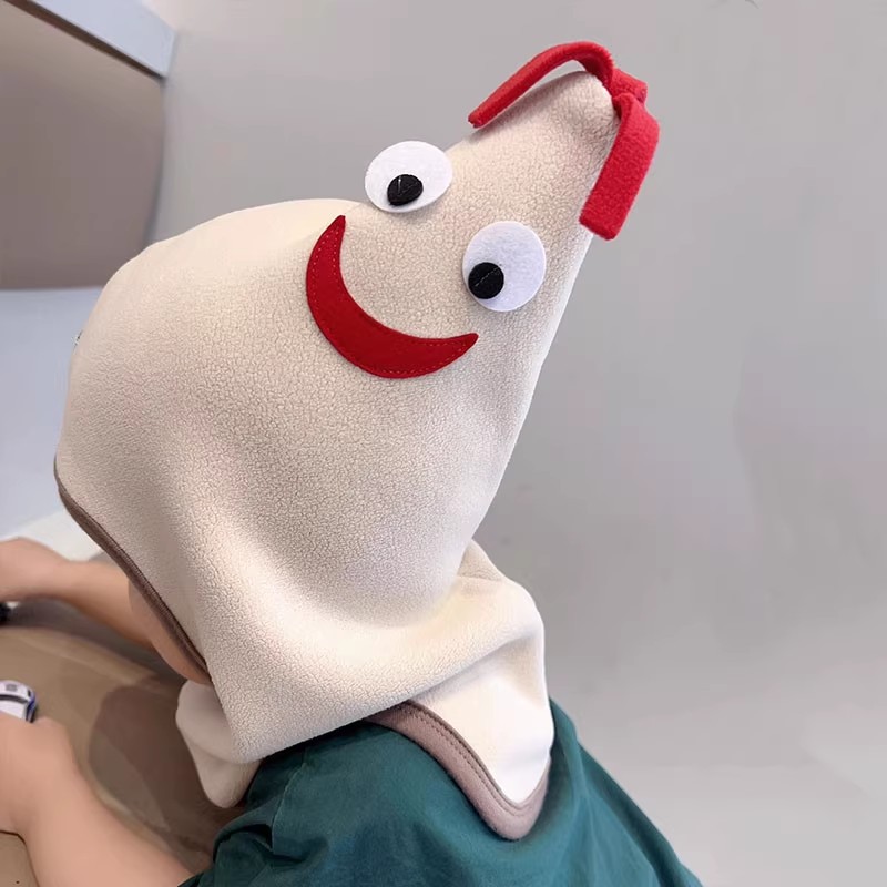 宝宝公鸡帽秋冬新款婴幼儿保暖护耳防风儿童包头帽子围脖一体可爱