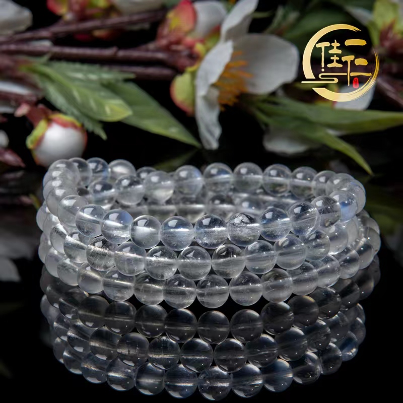 直播同价）天然蓝月光三圈--单圈手串网红女款珠宝首饰（正品带证