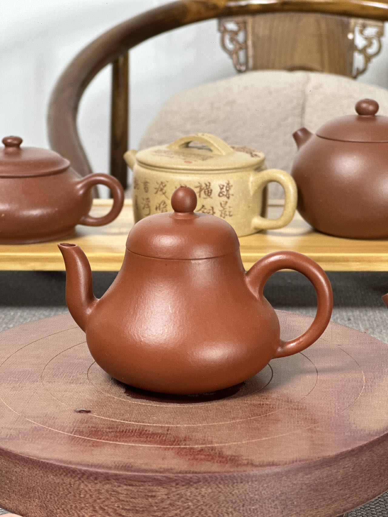 陈柯伊作品思婷朱泥100cc半手成型全手工水平壶紫砂壶纯手工茶具