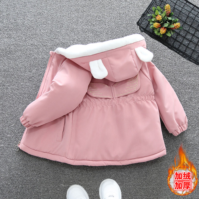 女童冬装加绒外套新款洋气儿童装加厚派克服宝宝男孩冬季棉衣