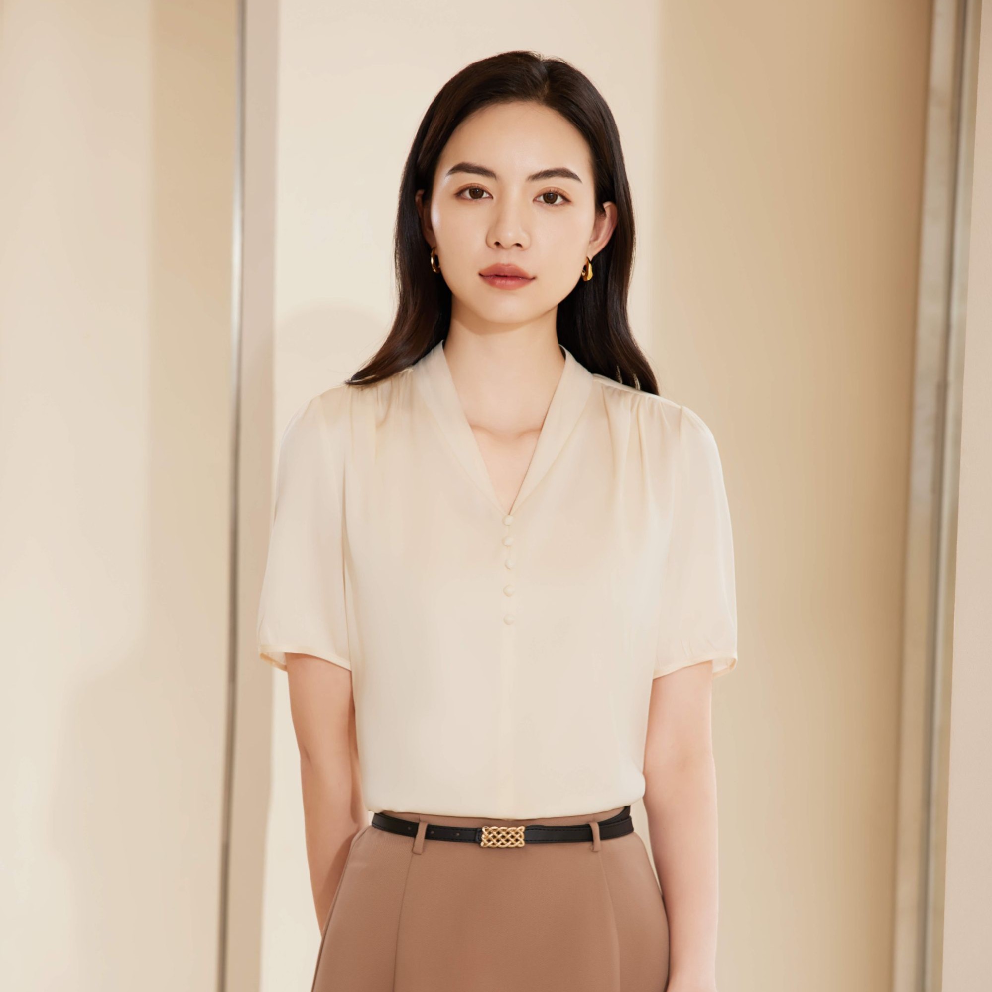 桑蚕丝衬衫女短袖2025年夏季新款气质时尚百搭洋气女3137衬衣纯色
