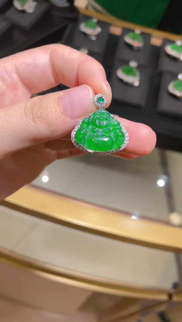 【闪购商品】翡翠吊坠银S925镶嵌30205天然翡翠A货吊坠多样性发