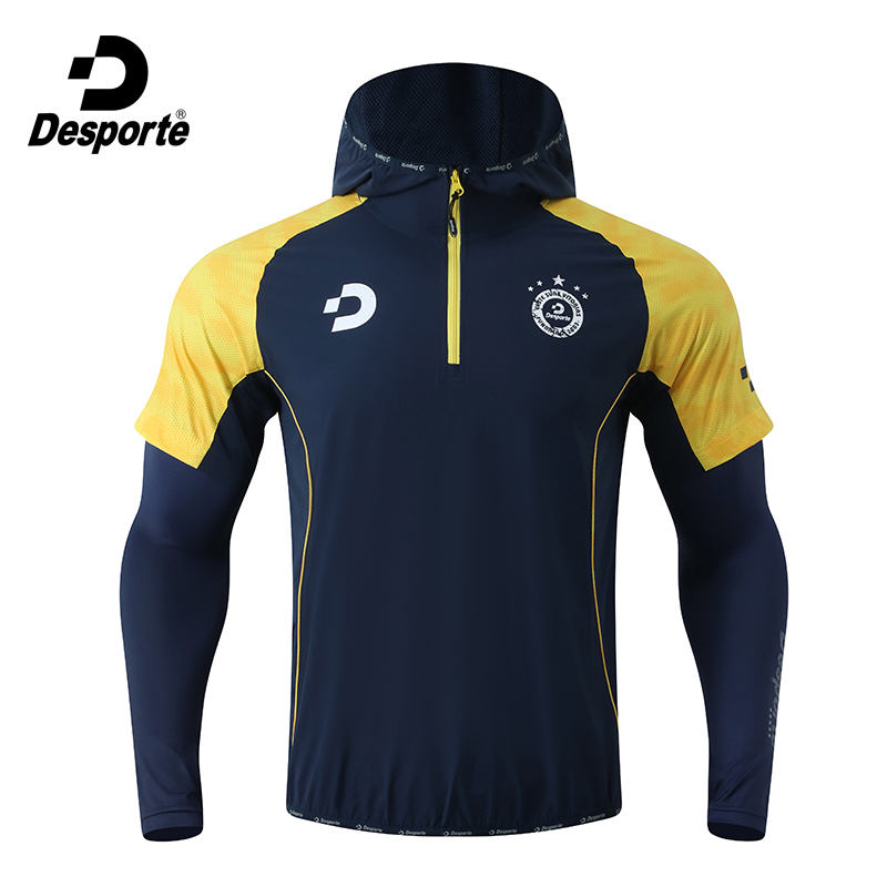 Desporte体士彪足球训练服两件套速干连帽短袖夹克外套长袖紧身衣
