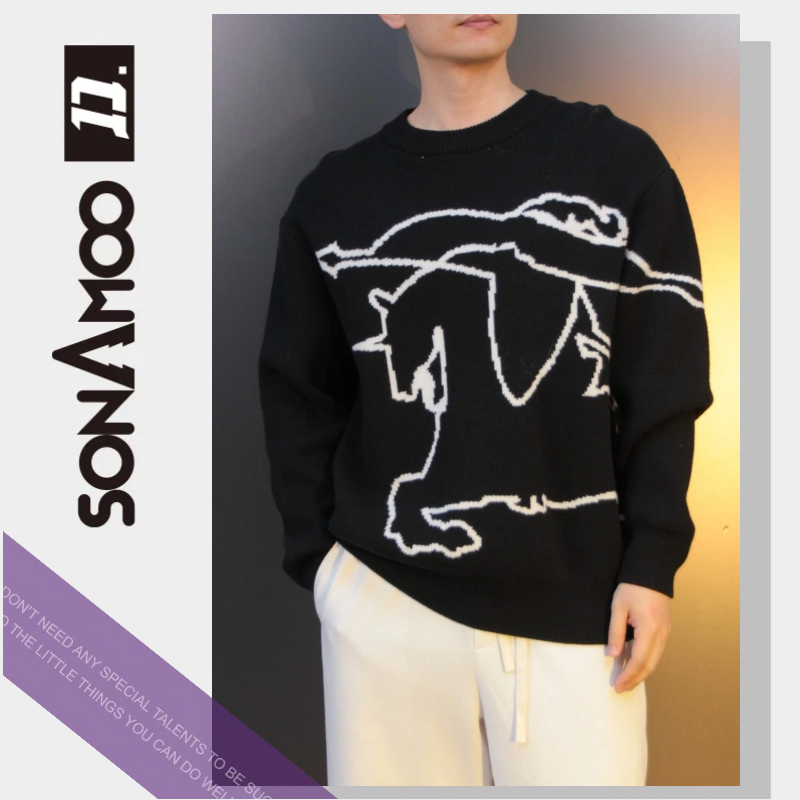 战马编织新款秋冬毛衣情侣宽松男女通穿DY2003