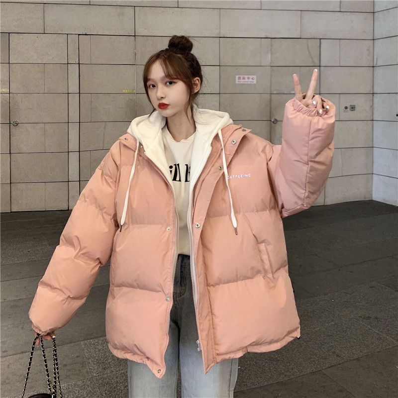 23新款羽绒服假两件棉服2023年新款秋冬韩版宽松百搭加厚面