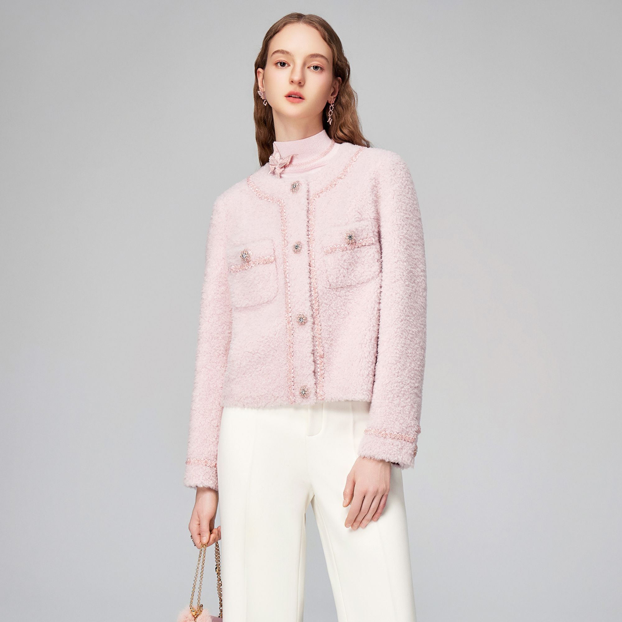 COCOON/可可尼减龄精致奥斯汀粉羊毛外套24410AF072063048