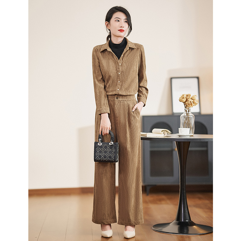 迪欧芙2024秋季新款美拉德风典雅时髦款长袖女时尚套装#QTZ87179