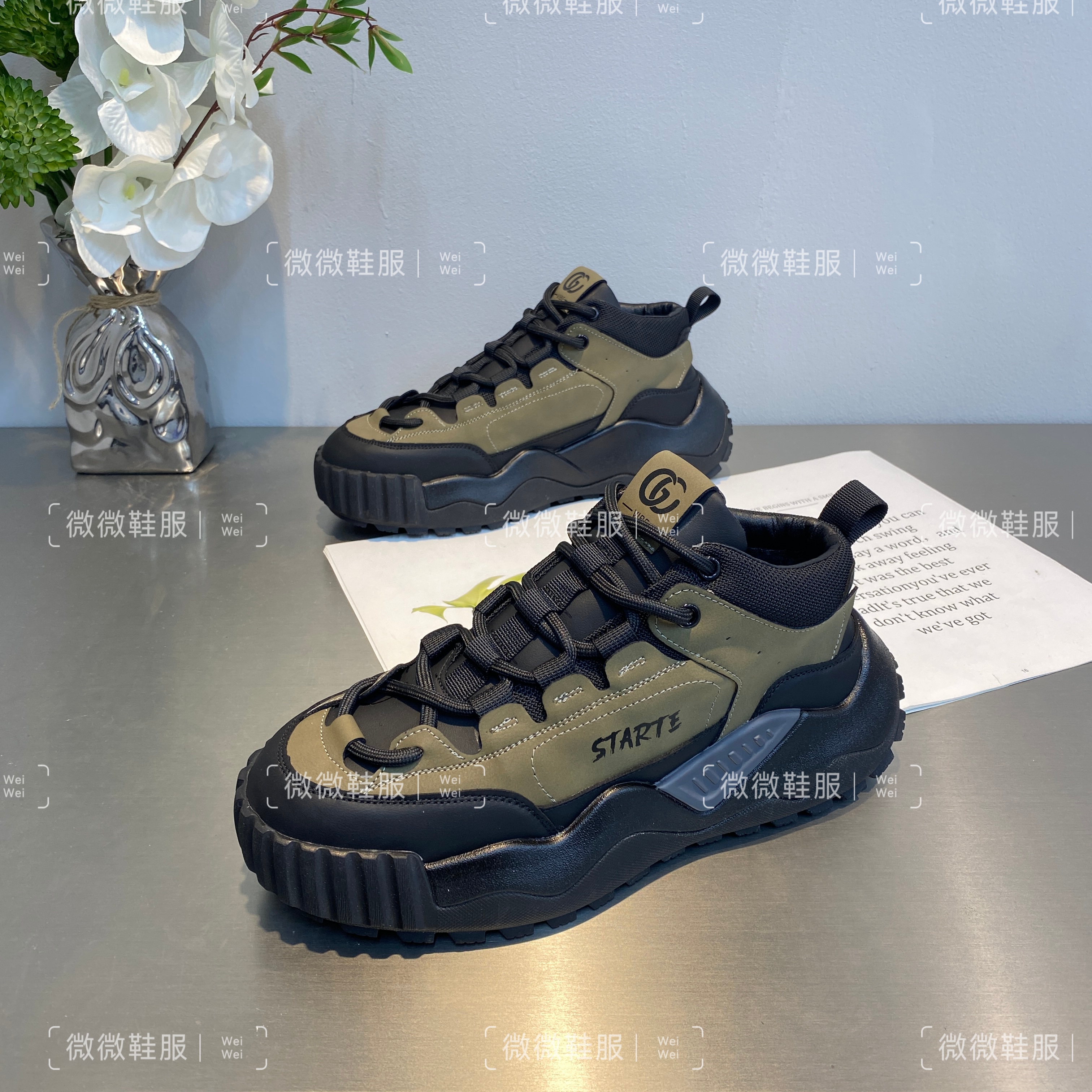 2023广州秋冬爆款定制皮面休闲时尚青春百搭透气厚底男士潮鞋388