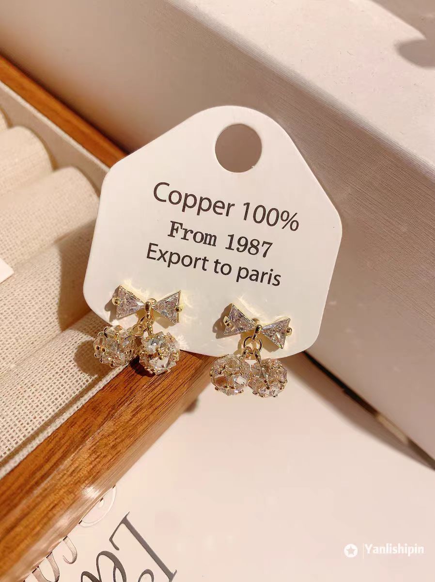 非金属珐琅耳饰 银针轻奢高级感风铃叮当耳环锆石耳环R-335