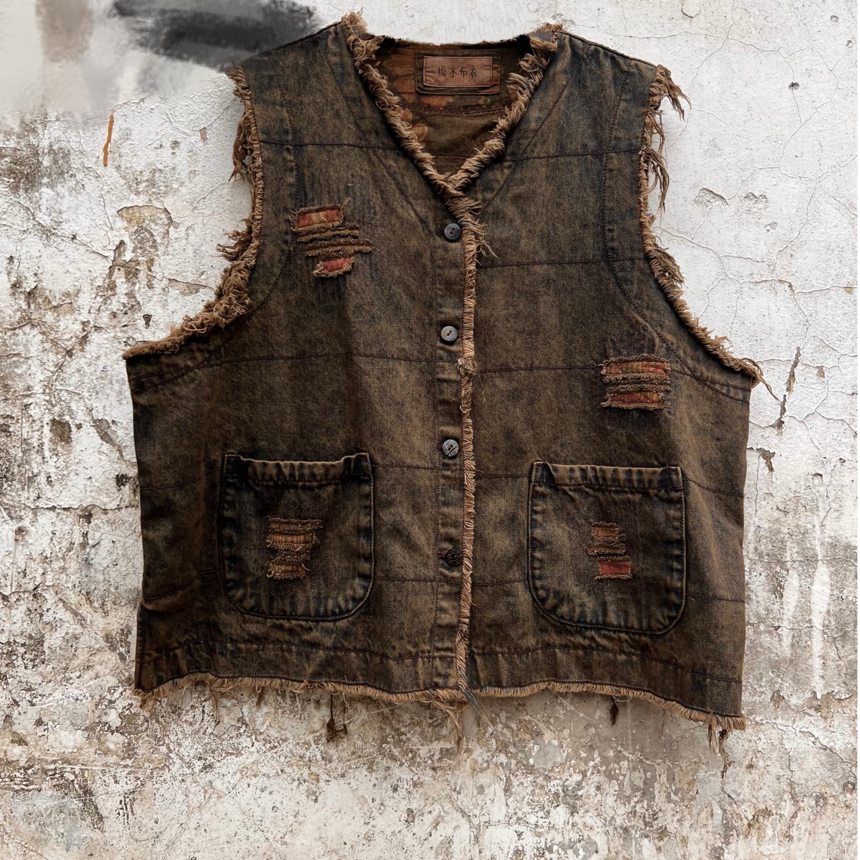 西子分享0319 樆木布衣 复古石磨做旧 手打破坏【马甲】