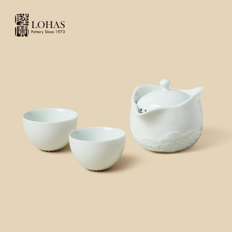 LOHAS/陆宝艺术旅行1壶2杯功夫茶具套装茶壶茶杯礼盒装瓷器日式