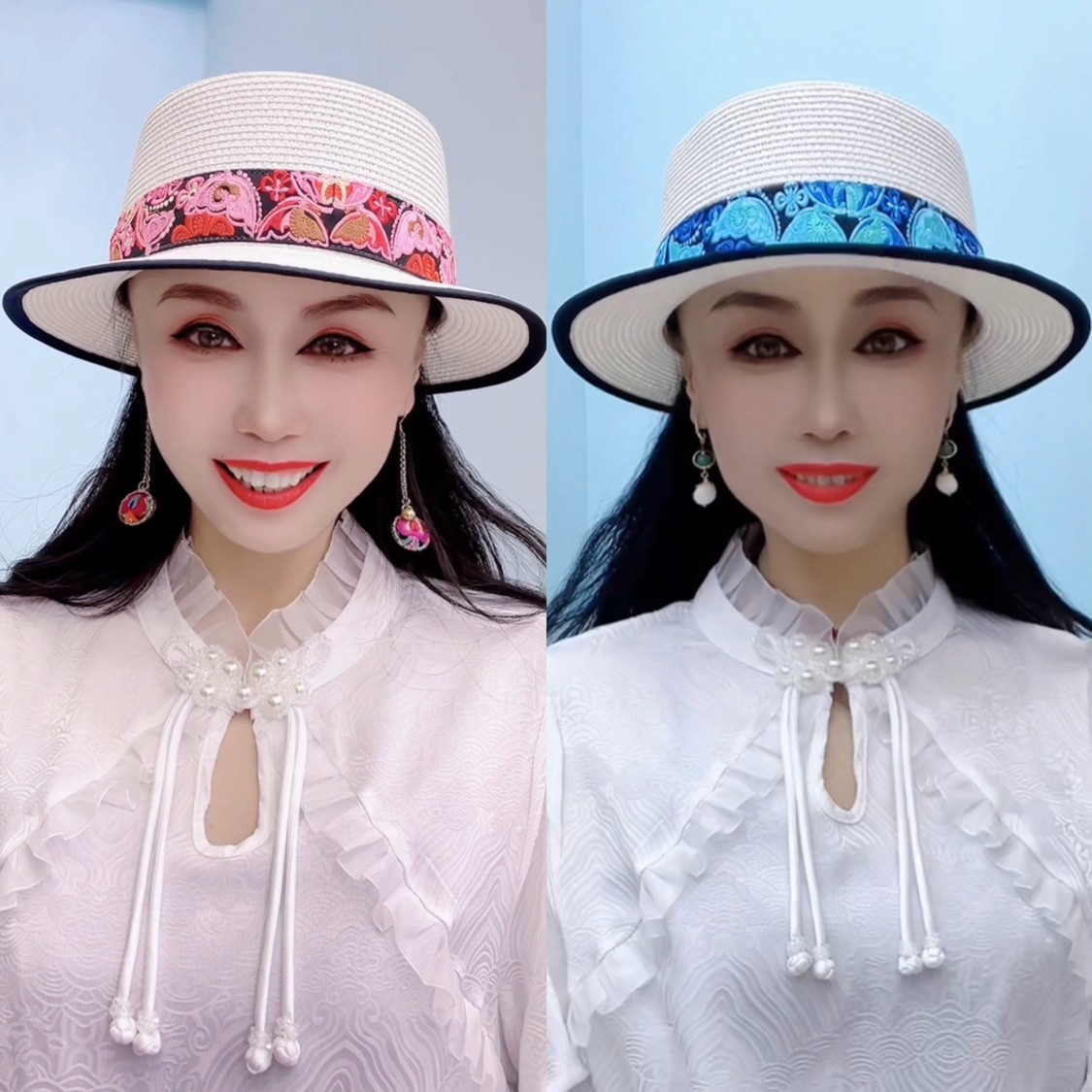 民族风刺绣名媛风英伦风帽子22