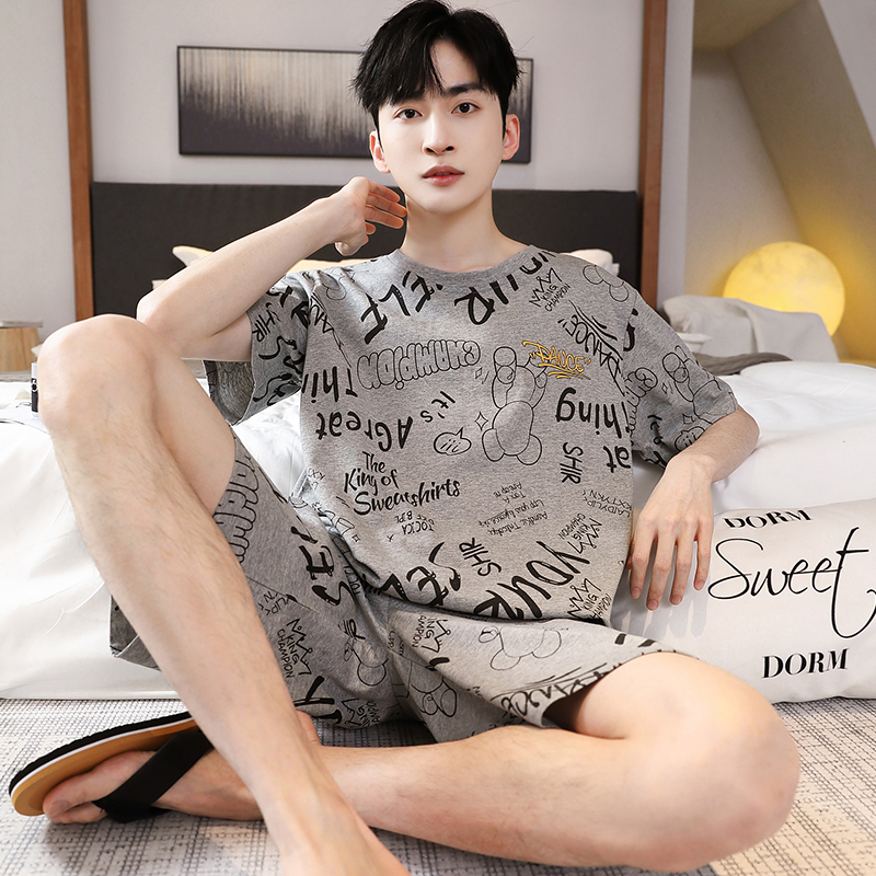 夏季新款短袖男装休闲可外穿帅气家居服