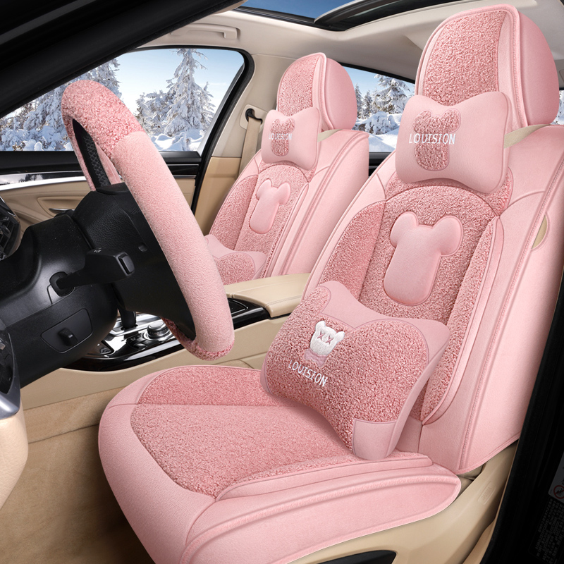21年新款卡通熊毛绒冬季汽车坐垫