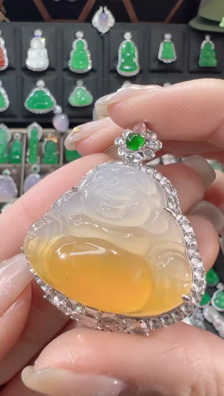 【闪购商品】玛瑙/玉髓吊坠银S925镶嵌佛
