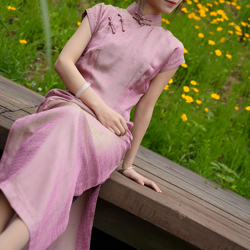 【烟如黛】醋酸单层涟漪领旗袍手工夏季减龄中式日常显瘦气质长裙