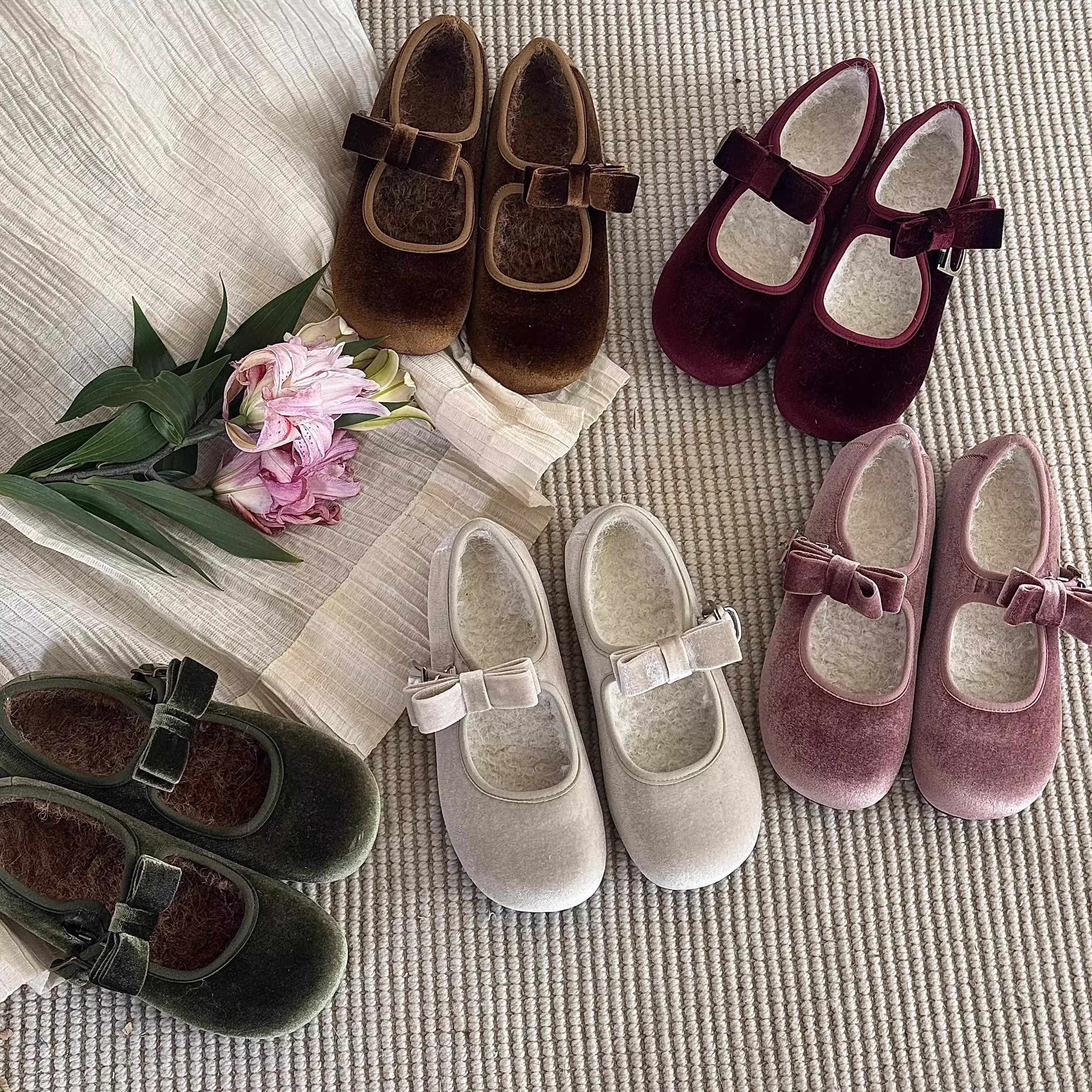 暮四秋冬新品少女玛丽珍羊羔温柔圆头加毛绒面保暖单鞋棉鞋女