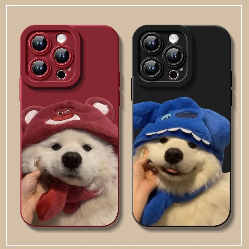 红帽萨摩卡通适用苹果15promax手机壳iphone14全包13/12/11/x女
