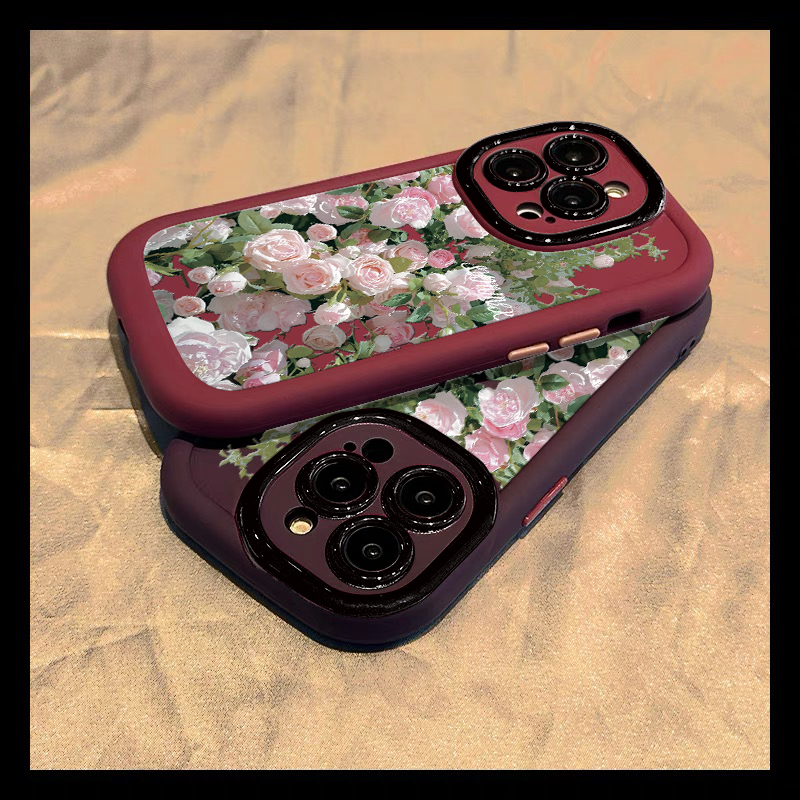 满屏粉玫瑰iphone15苹果手机壳14promax硅胶13pro新款12/11防摔xr
