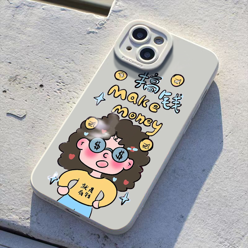 有钱女孩Phone15Plus手机壳苹果14ProMax/13卡通12/11/XR全包7/8