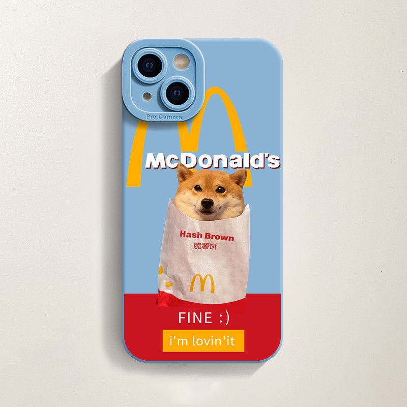 麦当劳柴犬适用苹果15promax手机壳iphone14/13新款12卡通11防摔