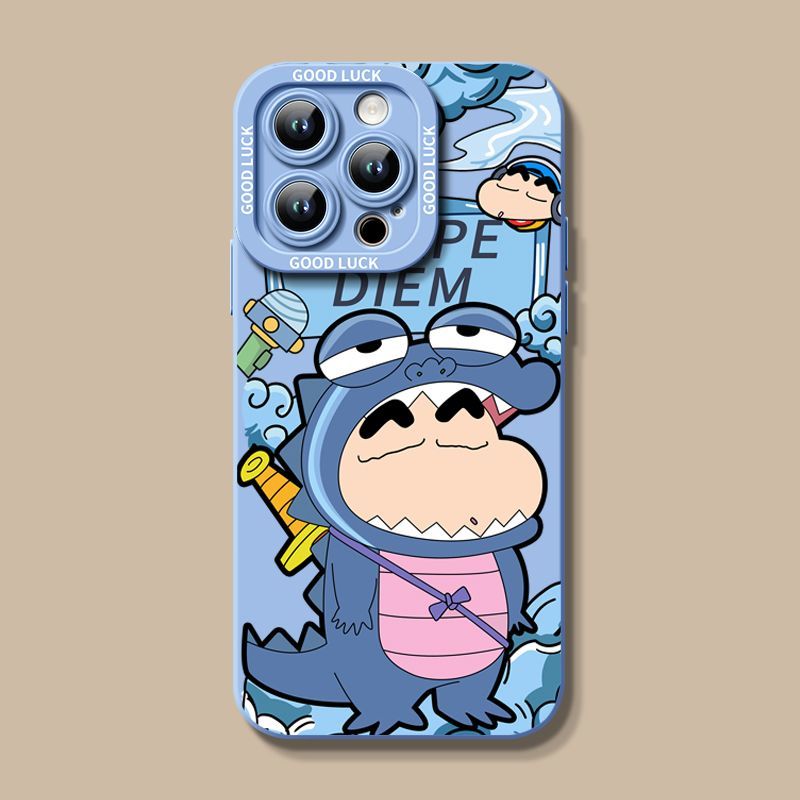 恐龙小新苹果15手机壳iphone14promax高级13硅胶12创意11全包XS边