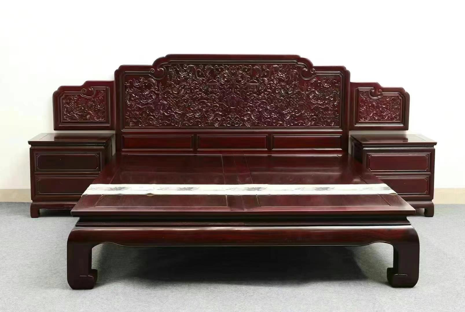 西番莲血檀床铺三组合