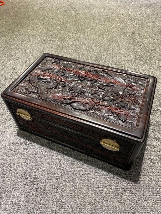 大红酸枝首饰盒摆件