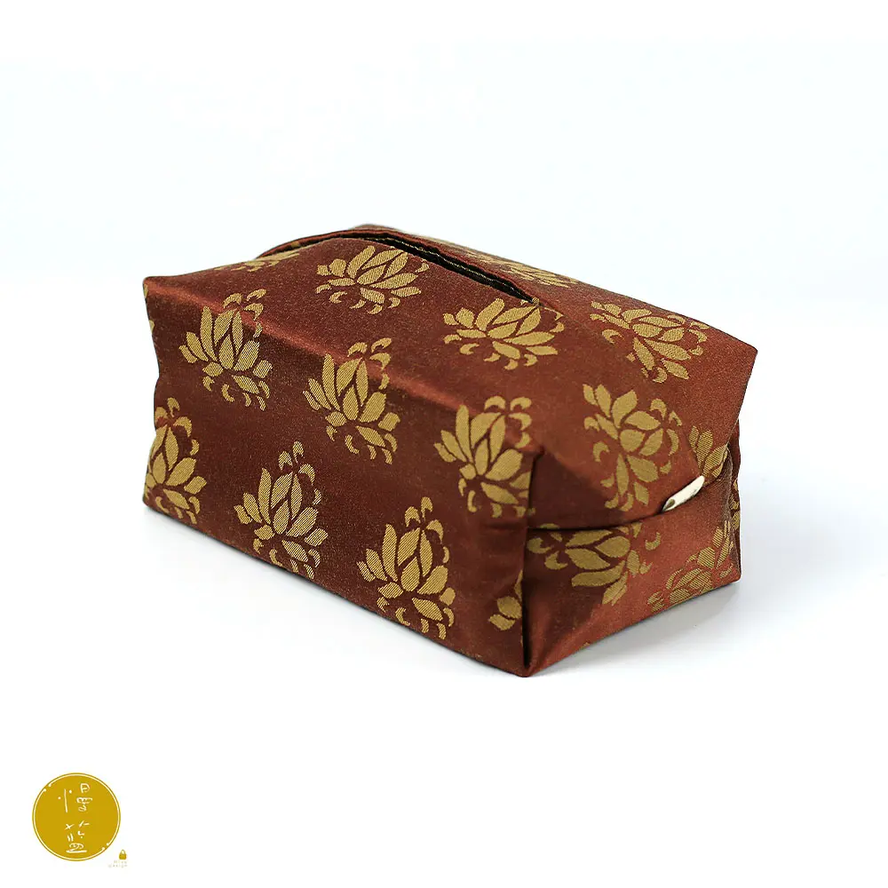 【知艺山房】<步步莲花>红色织锦抽纸袋  17*10*7cm（慢蓝S0463）