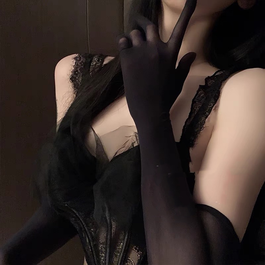 【网红性感直播手套】黑色丝袜手套黑色薄款日系诱惑御姐火辣