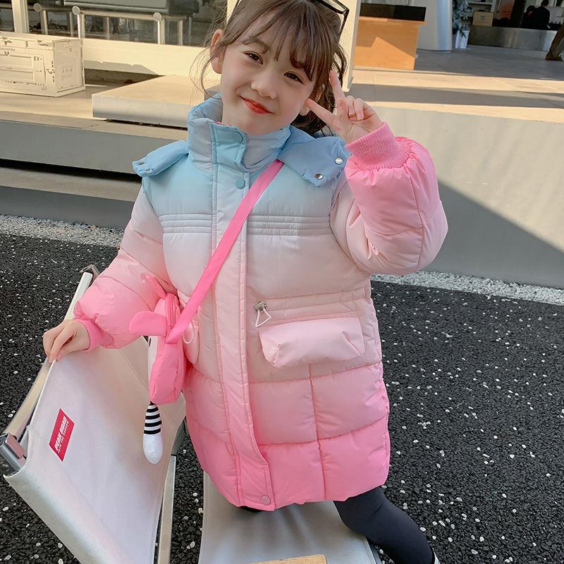 女童棉衣冬装2023新款女孩洋气儿童连帽棉服冬季加厚外套棉袄保暖