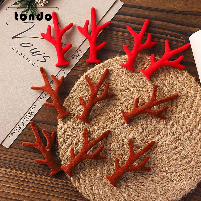 圣诞节仿真植绒鹿角 圣诞苹果花束麋鹿装饰品小配件 多功能苹果托