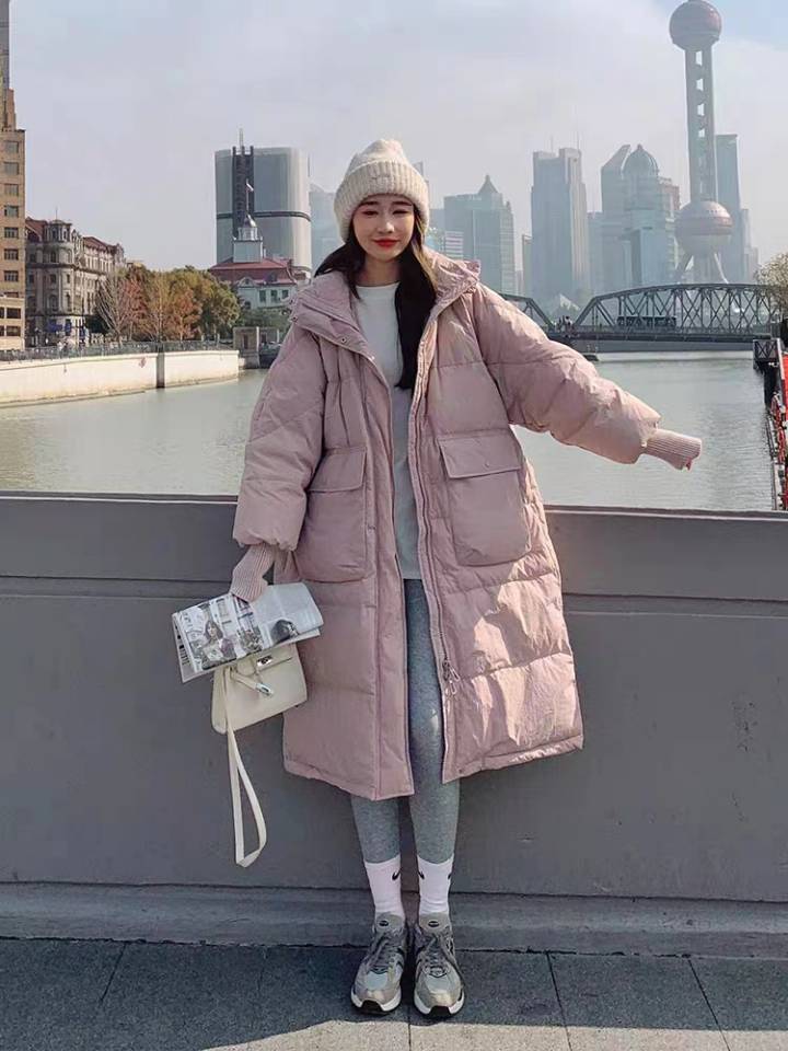 云 秋冬百搭外套 韩版大口袋连帽羽绒服外套 宽松休闲减龄保暖女