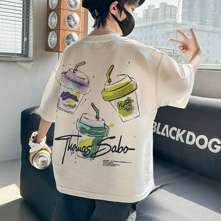 【100%纯棉】男童短袖t恤2025新款上衣夏季纯棉中大童夏款洋气半袖