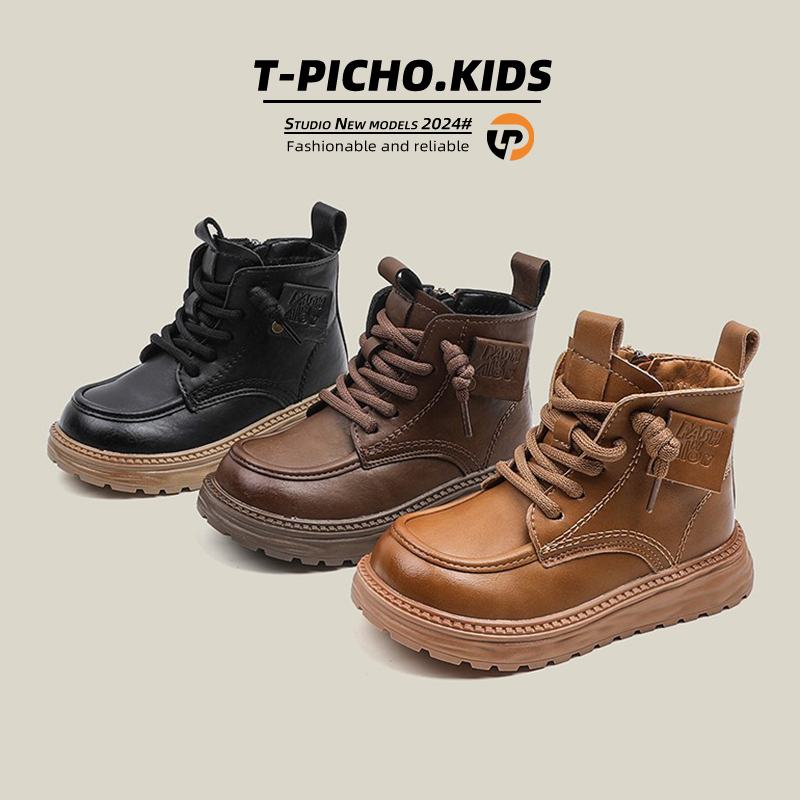 【显眼包】调皮虫家-儿童英伦风小众款马丁靴加绒二棉短靴-8826