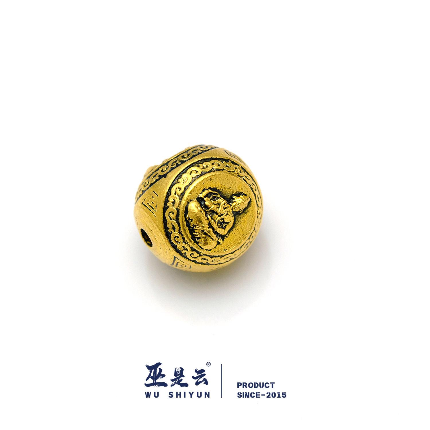 巫是云 24K纯黄金999足金藏式西方三圣隔珠隔片佛珠足金配饰文玩