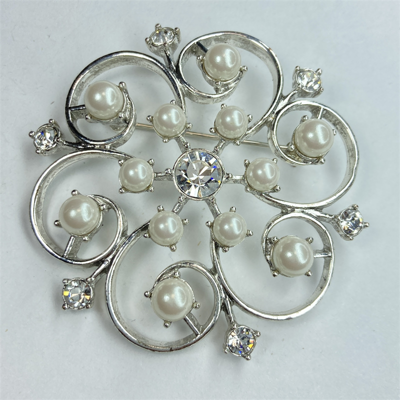 合金胸针 monet银色雪花珠珠胸针1-2【20241029-036】