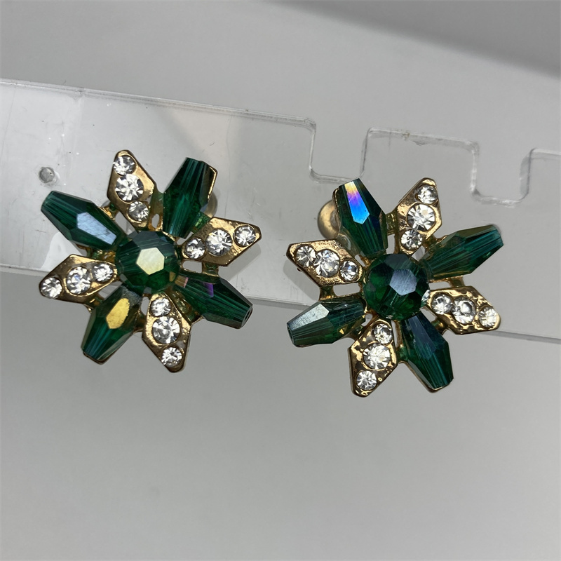 合金耳饰 绿色耳环1-12【2061126-013】