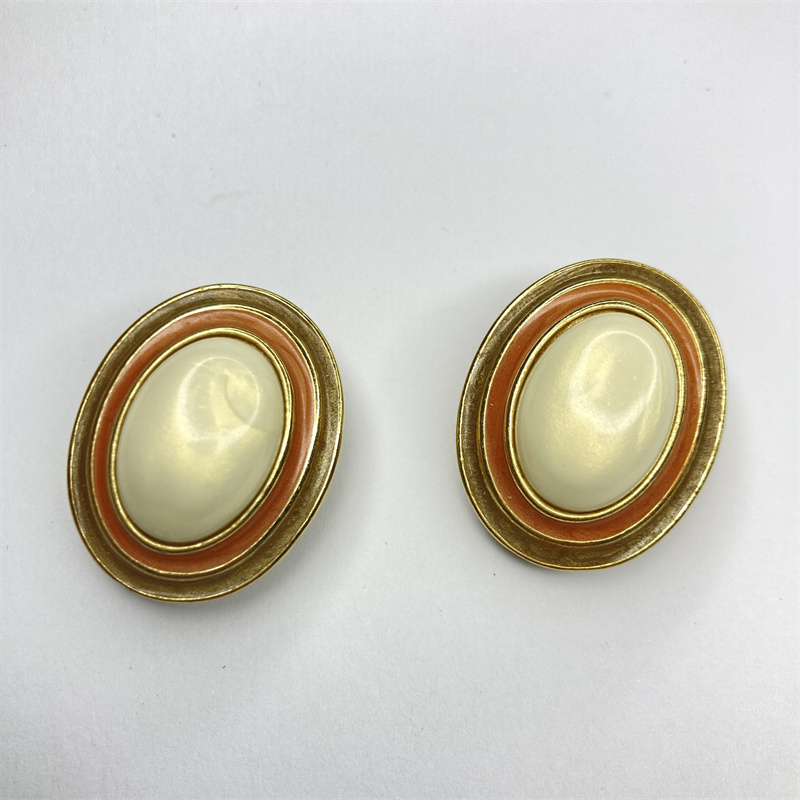 合金耳饰 trifari珐琅椭圆耳环1-1【2061127-013】