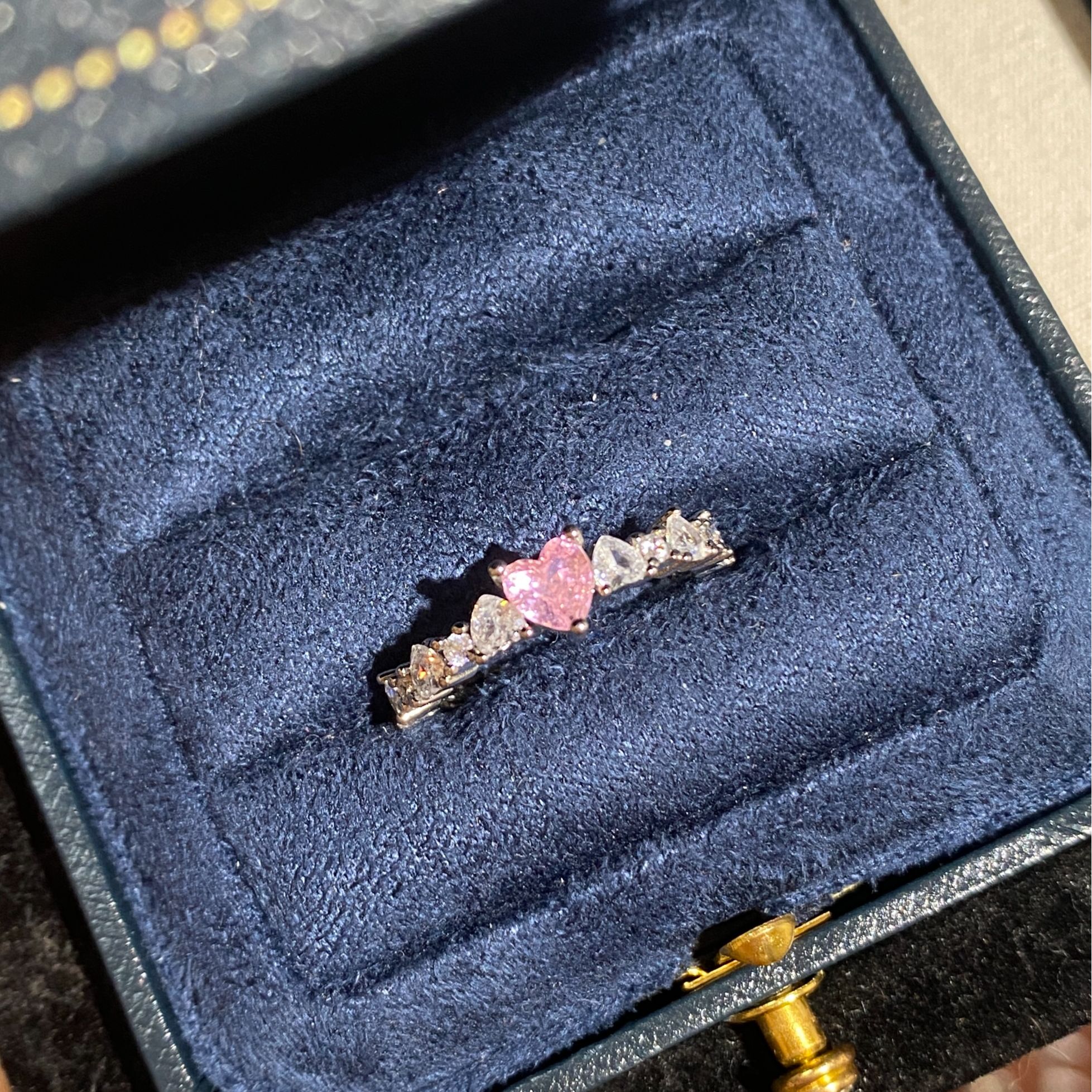 铜合金锆石戒指 心意绵绵戒指小众设计甜美开口可调节女戒指