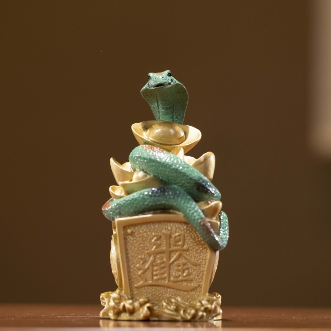 朱炳仁朱炳仁铜【十二生肖灵蛇】摆件家居饰品工艺中式办公桌摆件