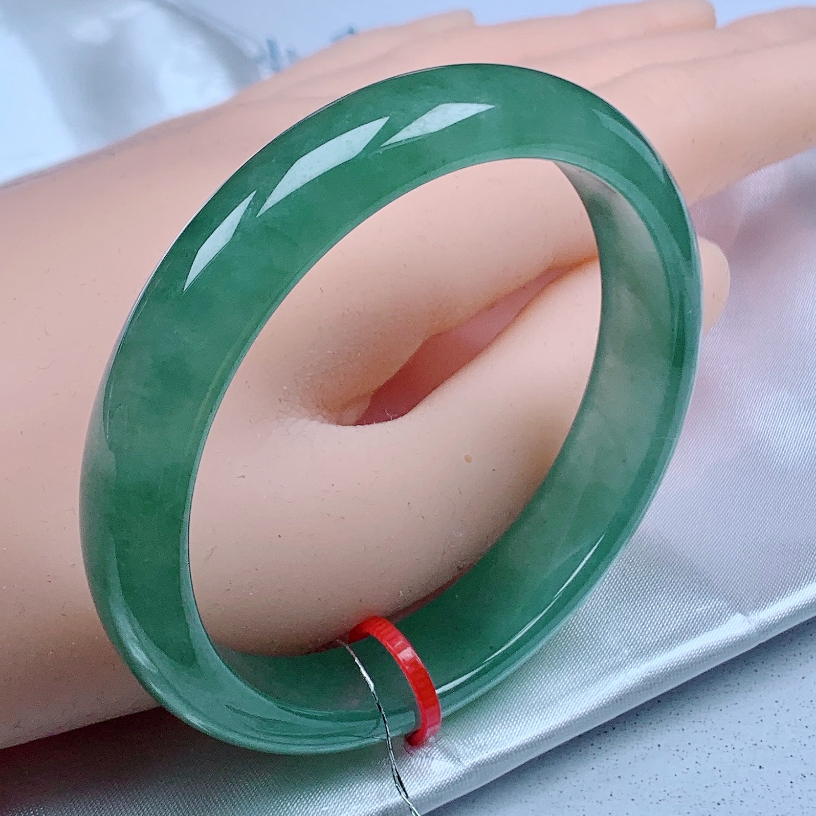 54圈天然A货正圈满色翡翠手镯冰透绿色妈妈满绿女士玉镯正品证书