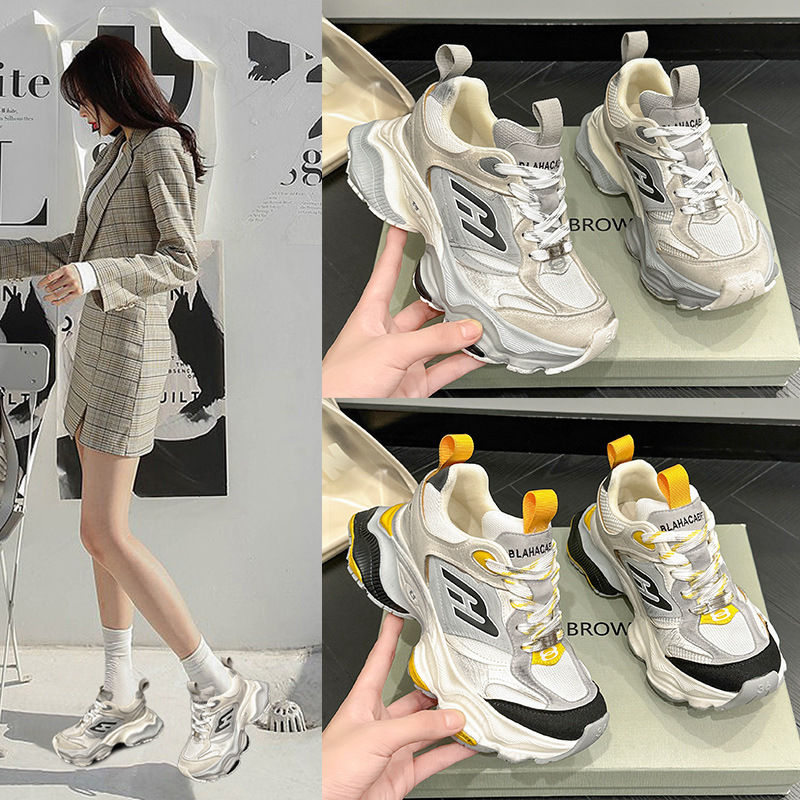 时尚春秋老爹鞋女nis 2024新款百搭厚底网红超火炸街情侣运动鞋女