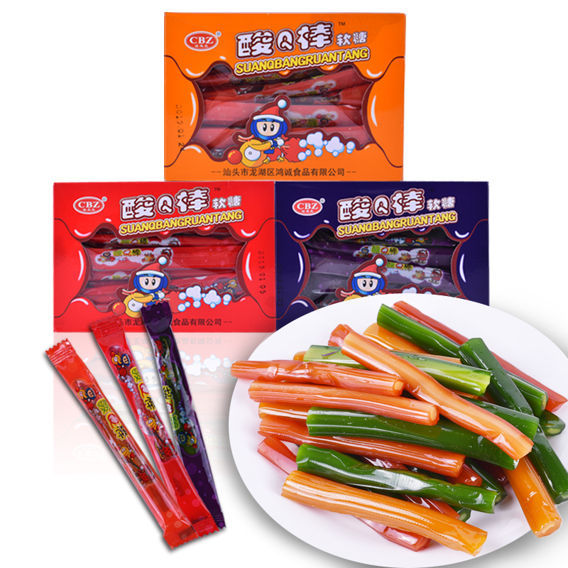 酸Q棒软糖大礼包喜粘牙糖小时候80后经典怀旧零食果拉丝糖牙签糖