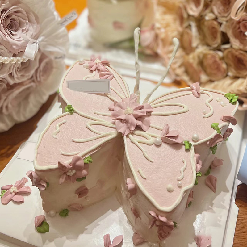 蝴蝶造型生日蛋糕定制氛围感女神款抖音附近同城配送上门新鲜现做