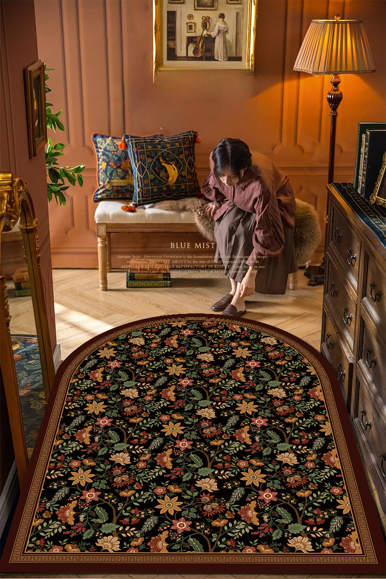 田园碎花复古地垫入户门垫硅藻泥美式进门脚垫免洗可擦门口玄关 