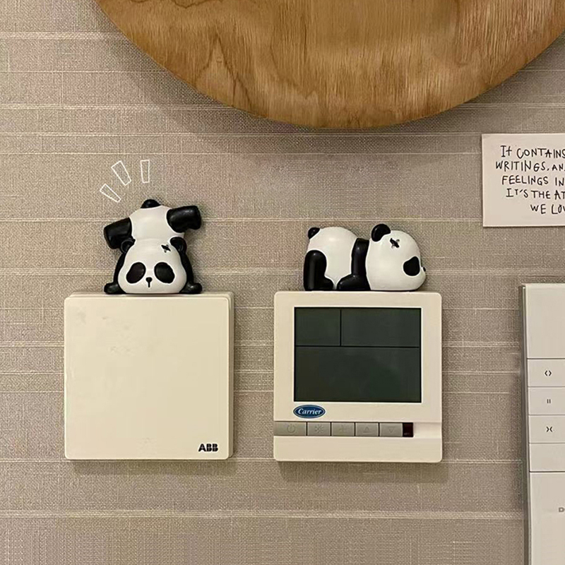 熊猫开关装饰贴摆件3d立体插座遮挡保护墙贴客厅插座面板提示贴